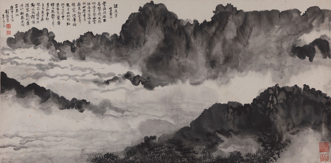 <h2>泼墨黄山满庭芳</h2><p>作者：刘海粟（1896-1994）</p><p>创作年代：1980年</p><p>规格：68cm×137cm</p><p>品类：中国画</p>